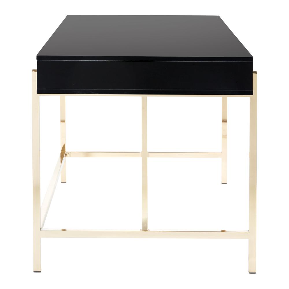 Broadway Desk with Black Gloss Finish and Gold Frame, BWY65-BLK. Picture 4