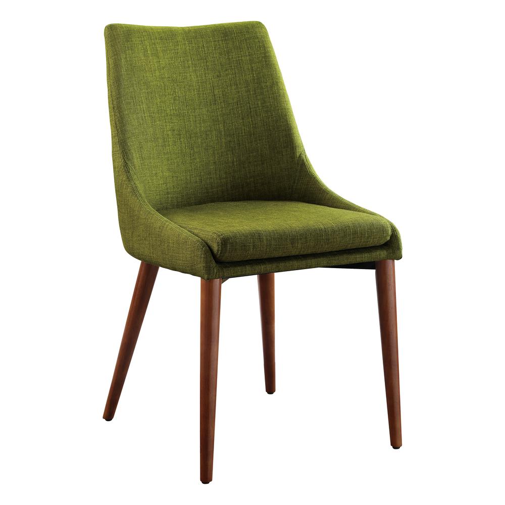 Palmer Mid-Century Modern Fabric Dining Accent Chair in Green Fabric 2 Pack, PAM2-M17. Picture 1