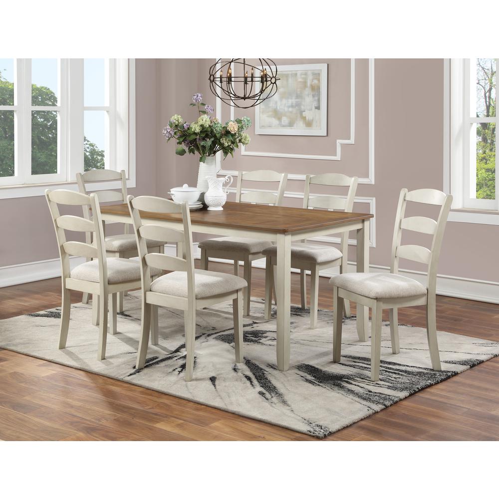 West Lake 66” 7-pc. Dining Table Set With Tobacco Finish Top and Cream Base, WSK3266K-CMDT. Picture 6