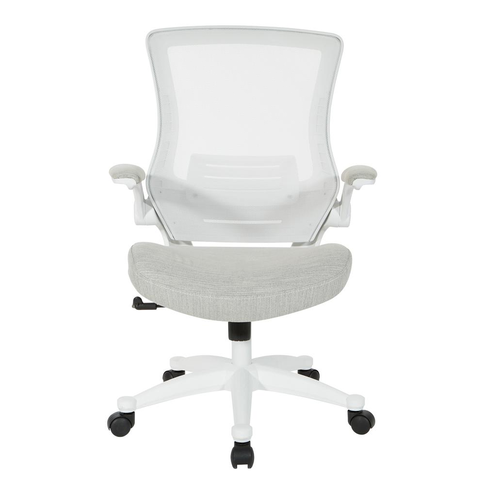 White Screen Back Manager's Chair in Linen Stone Fabric, EM60926WH-F22. Picture 2