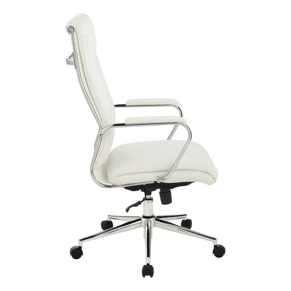 High Back Manager's Chair with Dillon Snow Antimicrobial Fabric and Chrome Base. Picture 4