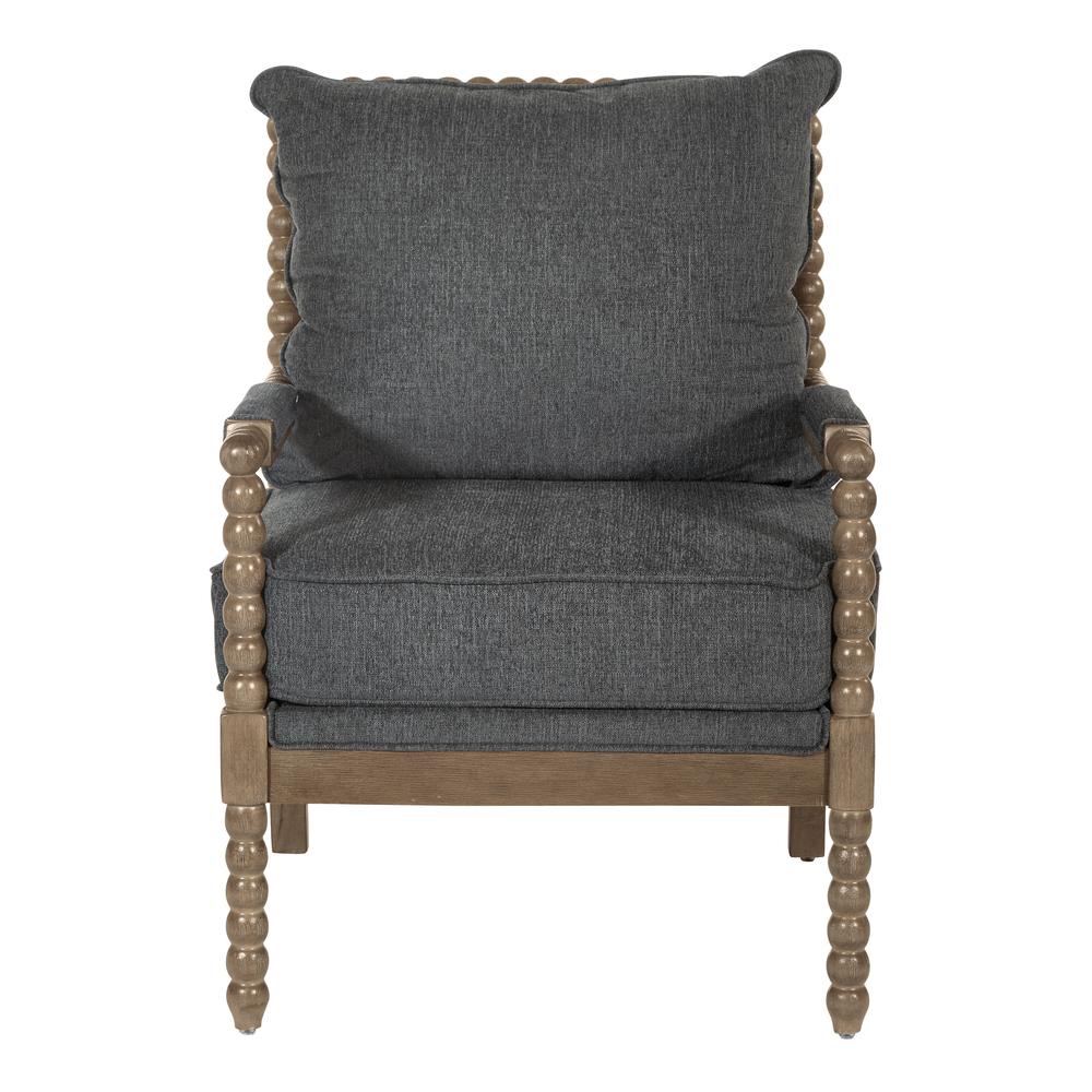 Fletcher Spindle Chair in Charcoal Fabric with Rustic Brown Finish. Picture 4