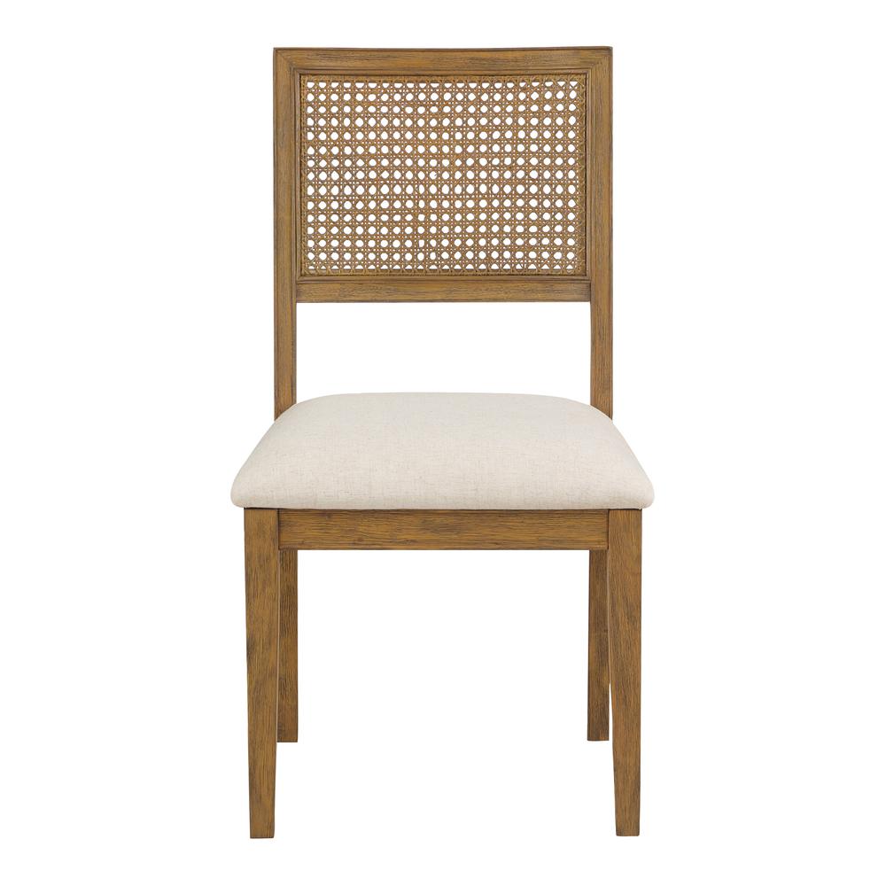 Alaina Cane Back Dining Chair 2 Pack in Linen Fabric with Coastal Wash. Picture 3
