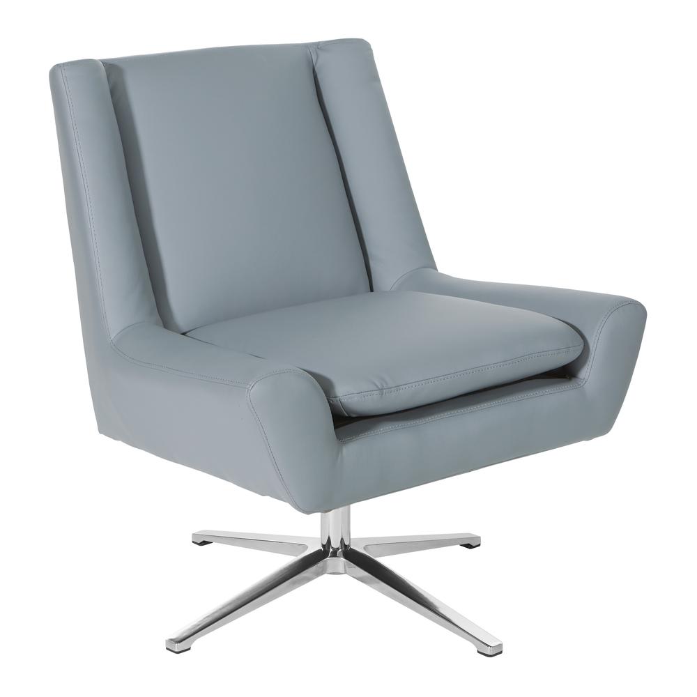Guest Chair in Charcoal Grey Faux Leather and Aluminum Base, FLH5969AL-U42. Picture 1
