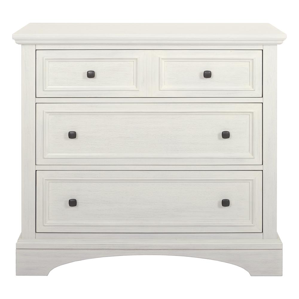 Farmhouse Basics 3 Drawer Chest, Rustic White. Picture 3