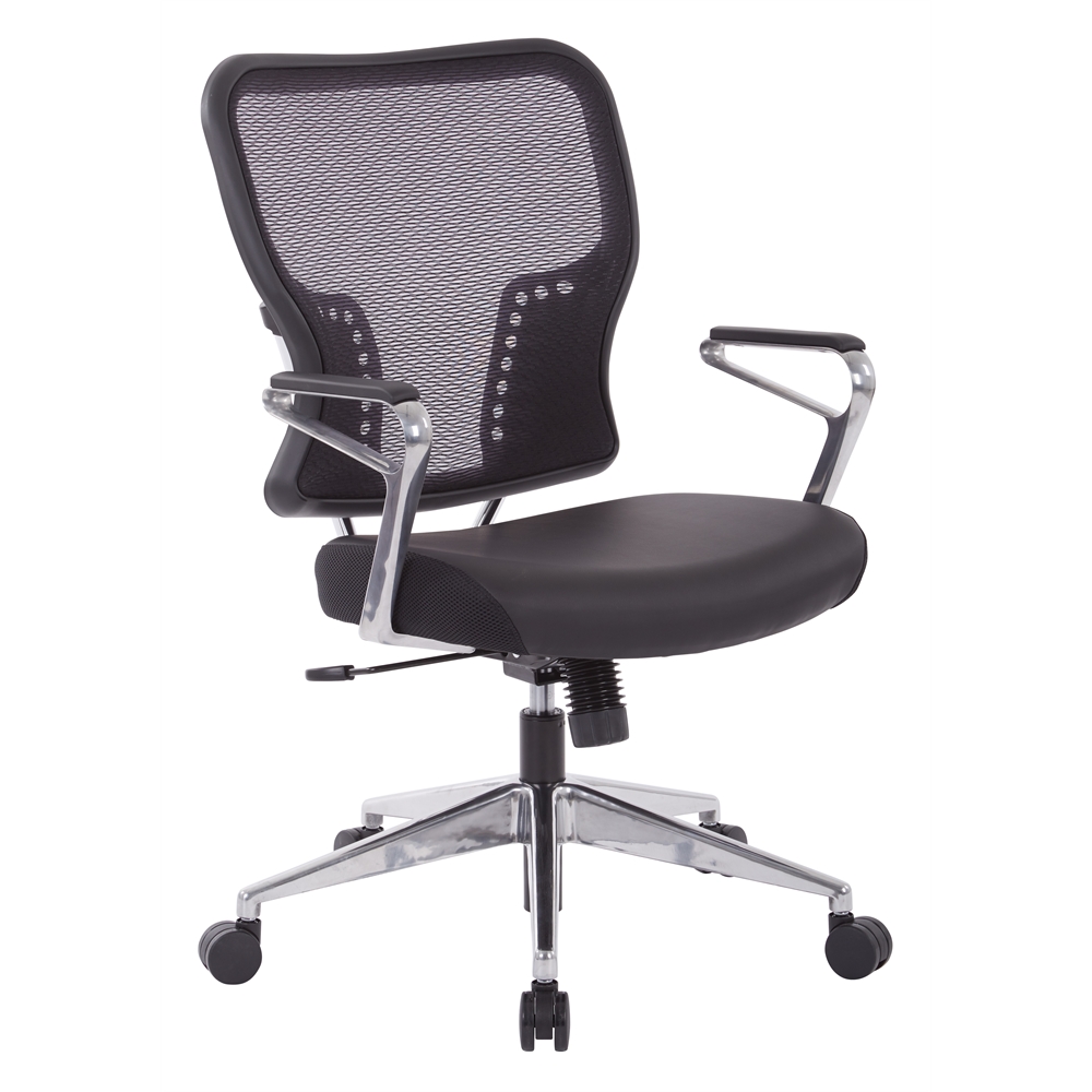 Air Grid® Back and Padded Bonded Leather Seat Chair. Picture 1