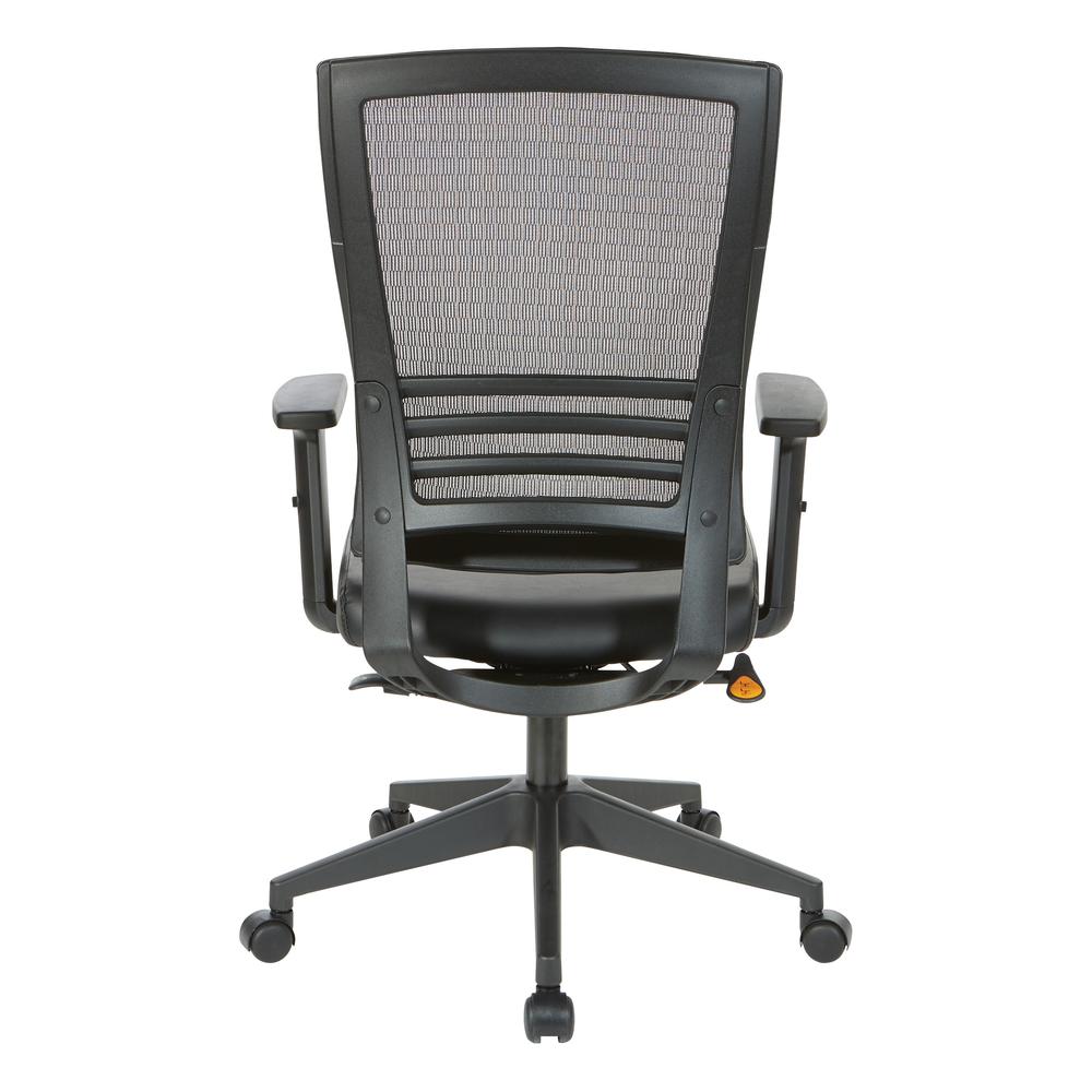Vertical Mesh Back Chair in Black Frame with Black Faux Leather, EM60930-U6. Picture 4