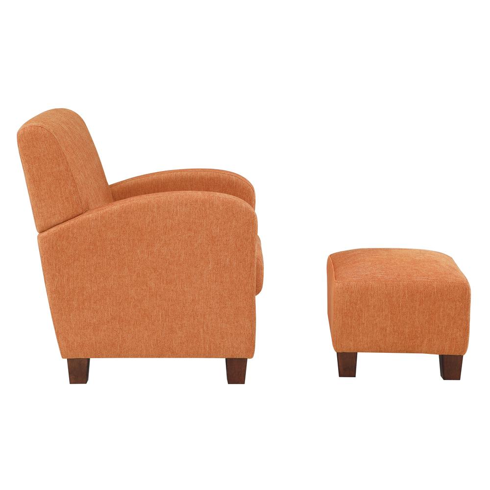 Aiden Chair & Ottoman Herringbone Orange with Medium Espresso Legs, ADN-H22. Picture 4