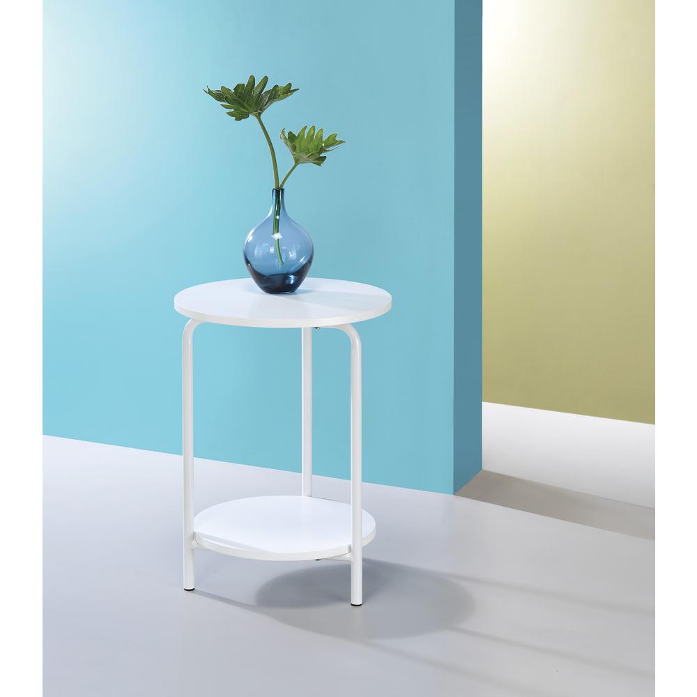 Elgin Metal Accent Table in White. Picture 6