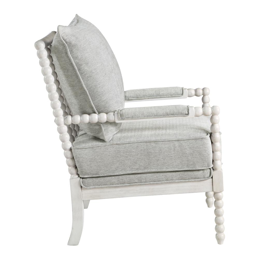 Kaylee Spindle Chair in Smoke Fabric with White Frame, KLE-H14. Picture 4