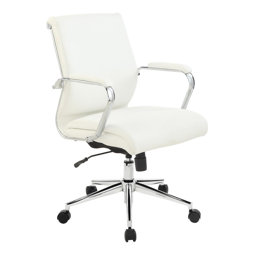 Mid Back Manager's Chair with Dillon Snow Antimicrobial Fabric and Chrome Base. Picture 1