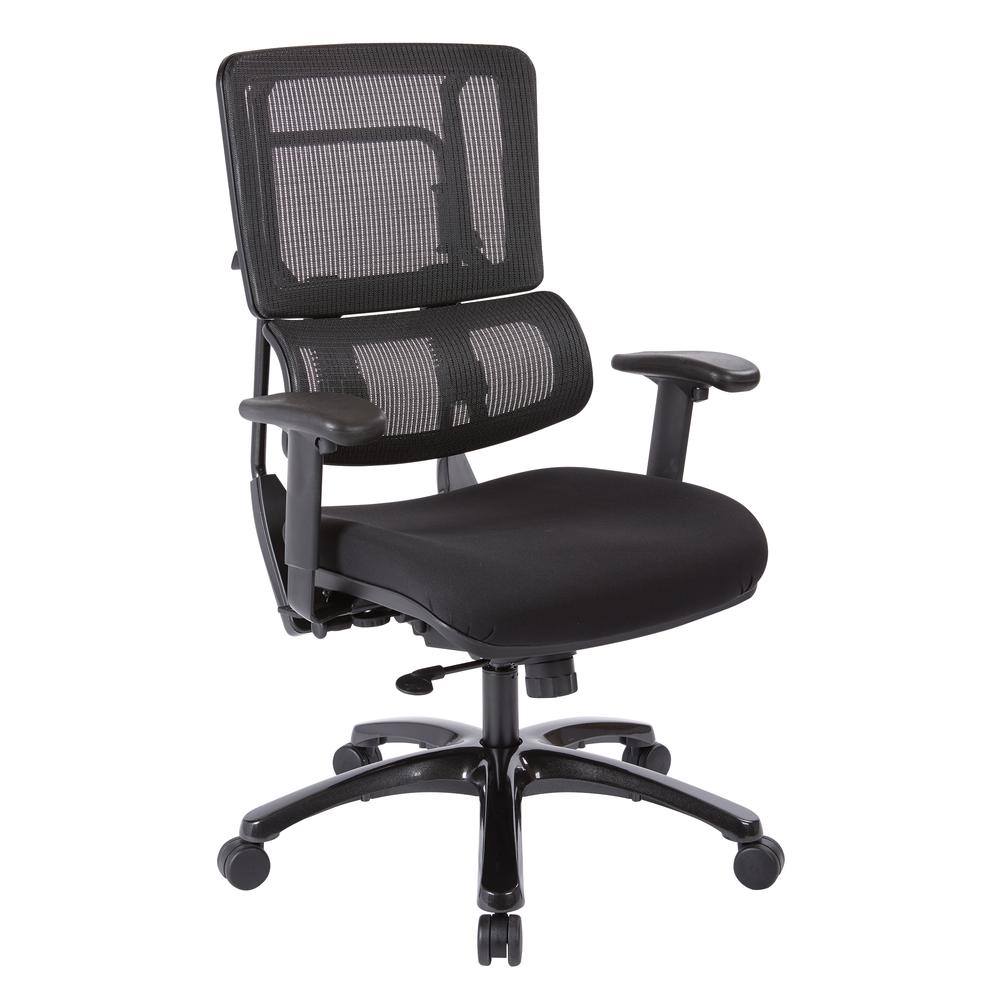 Vertical Black Mesh Back Chair with Shiny Black Base. Picture 1