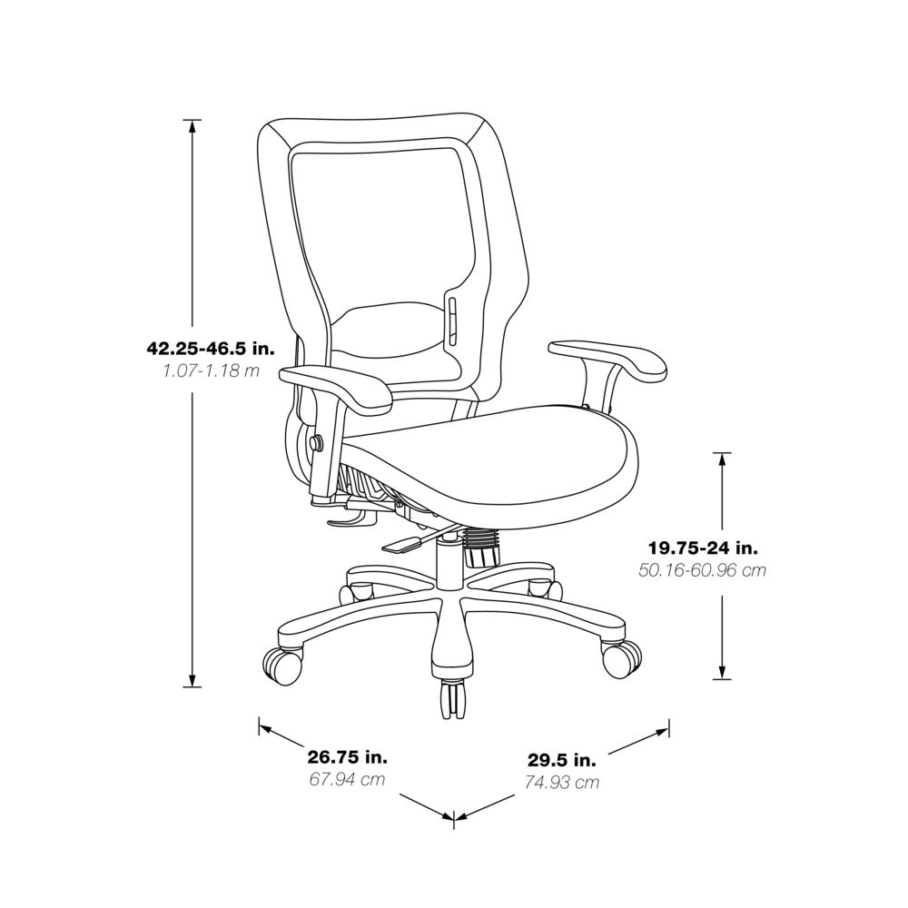 Air Grid Seat and Back Big & Tall Chair with Adjustable Lumbar Support, 2-Way Adjustable Arms and Aluminum Silver Base, 63-11A653R. Picture 2
