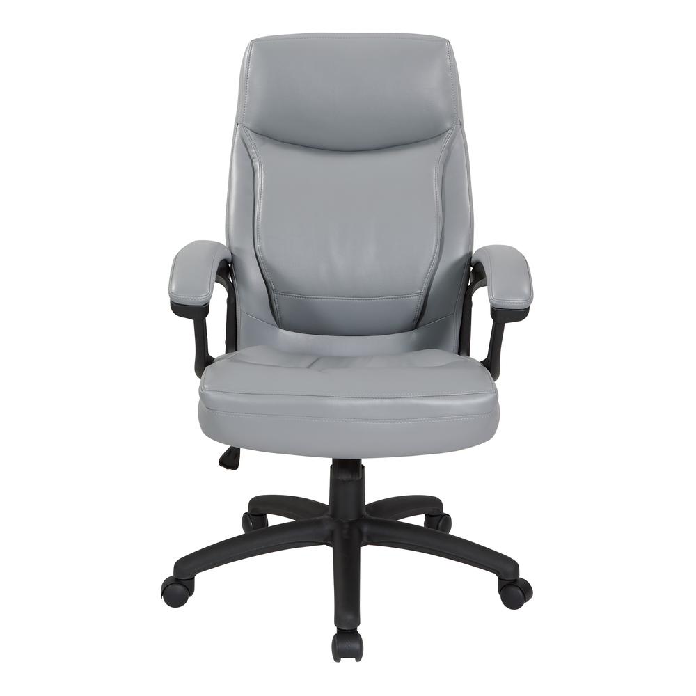 Executive High Back Charcoal Grey Bonded Leather Chair with Locking Tilt Control and Match Stitching, EC6583-EC42. Picture 2