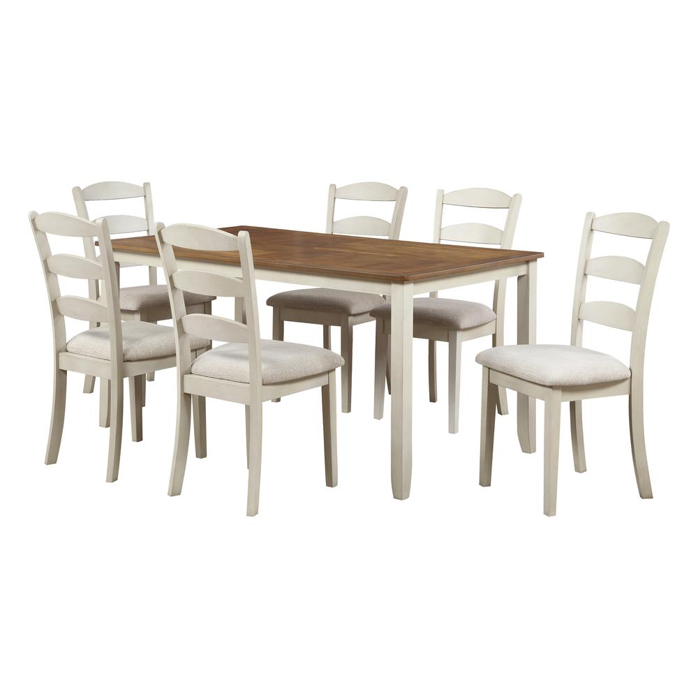 West Lake 66” 7-pc. Dining Table Set With Tobacco Finish Top and Cream Base, WSK3266K-CMDT. Picture 1
