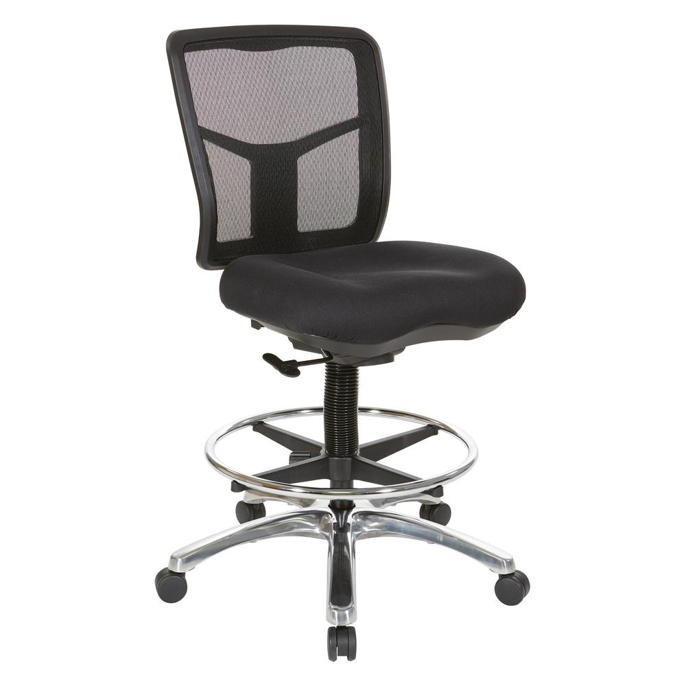 Drafting Mesh Chair in Black with Adjustable Footring Chrome Base, 92583C-30. Picture 1