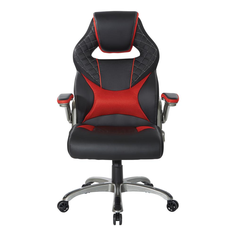 Oversite Gaming Chair in Faux Leather with Red Accents, OVR25-RD. Picture 3