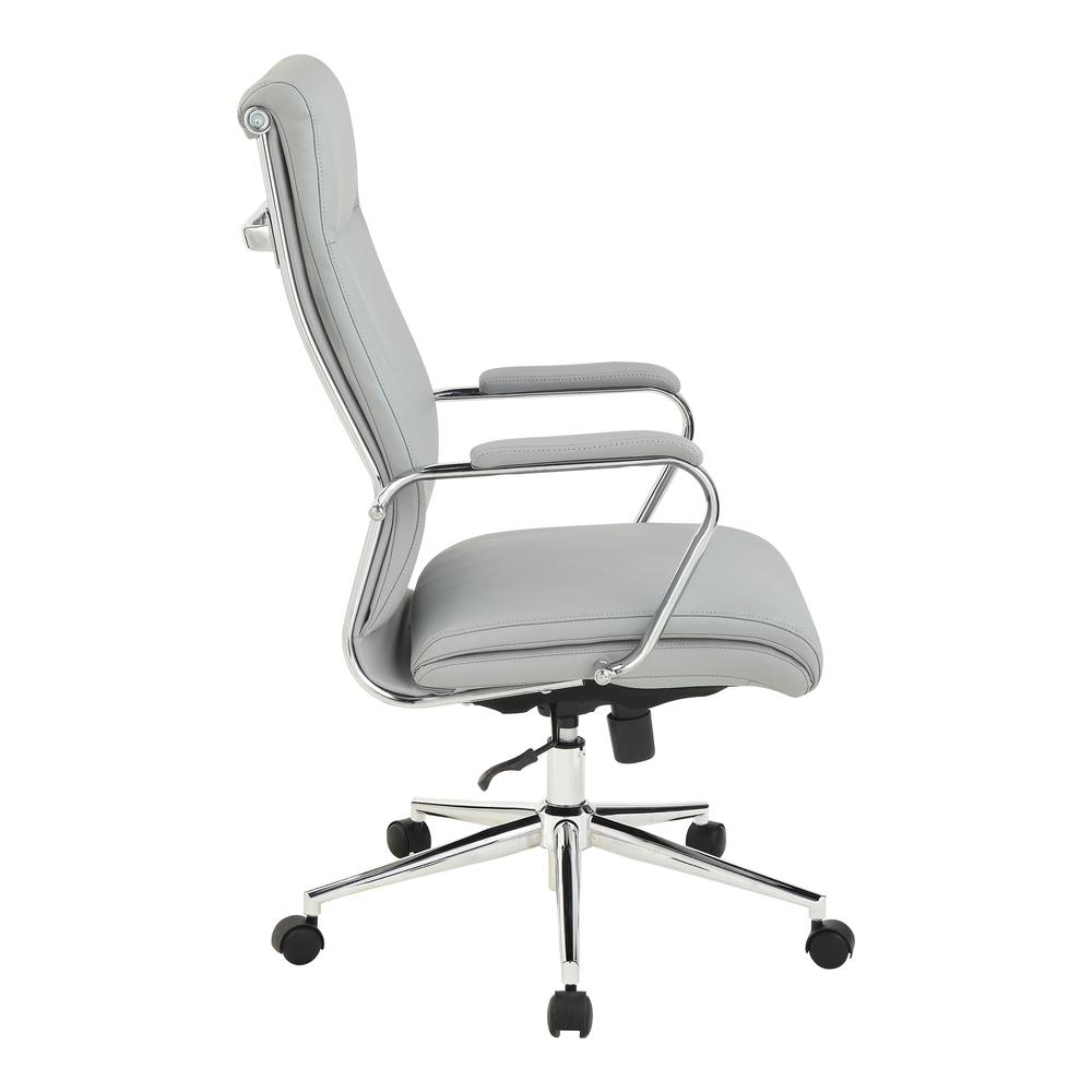 High Back Manager's Chair with Dillon Steel Antimicrobial Fabric and Chrome Base. Picture 4