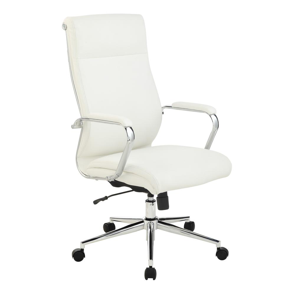 High Back Manager's Chair with Dillon Snow Antimicrobial Fabric and Chrome Base. Picture 1