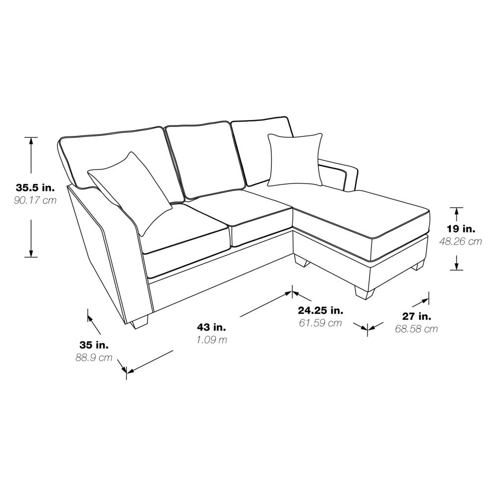 Russell Sectional in Taupe fabric with 2 Pillows and Coffee Finished Legs, RSL55-SK335. Picture 2