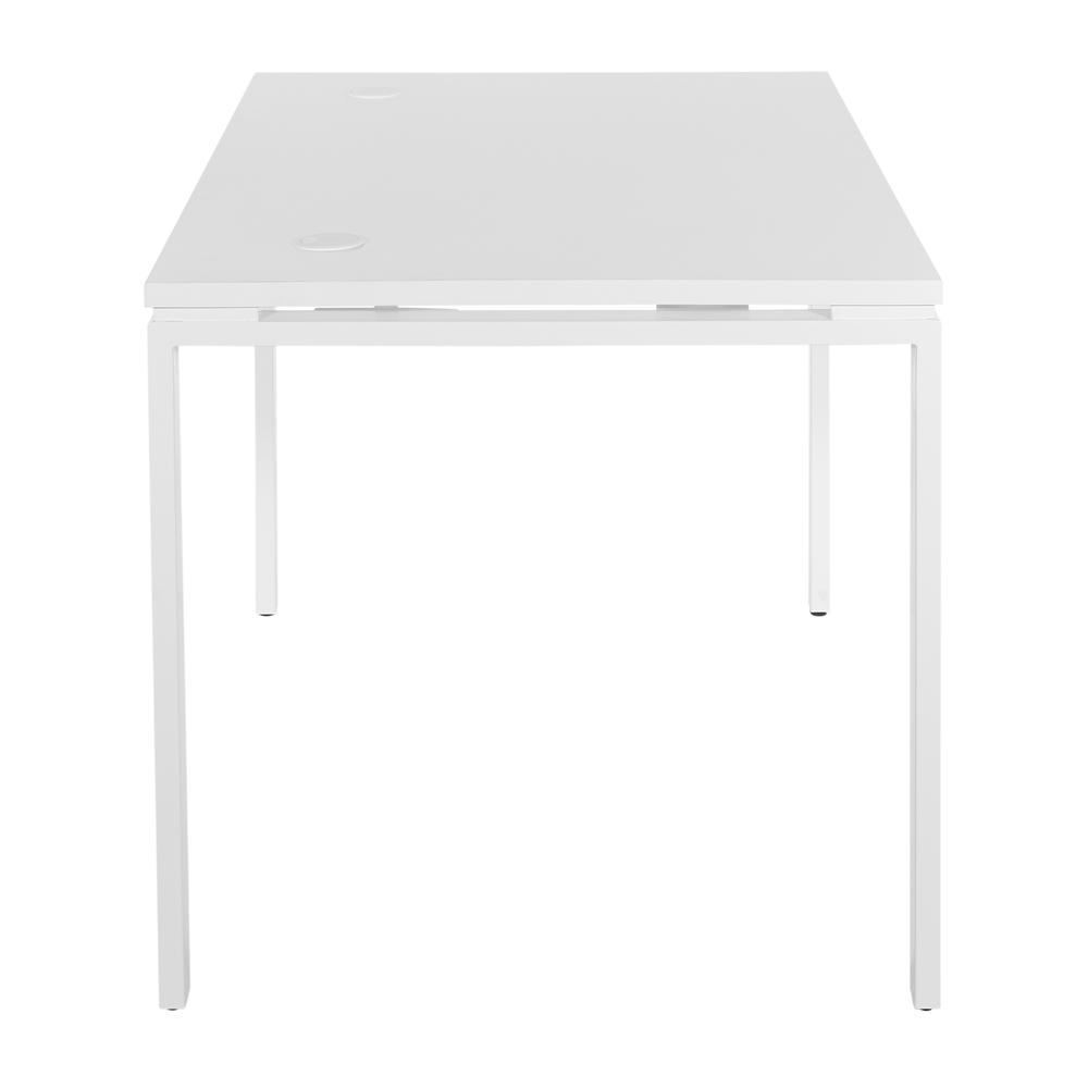 48" Writing Desk with White Laminate Top and White Finish Metal Legs, PRD3048D-WH. Picture 4