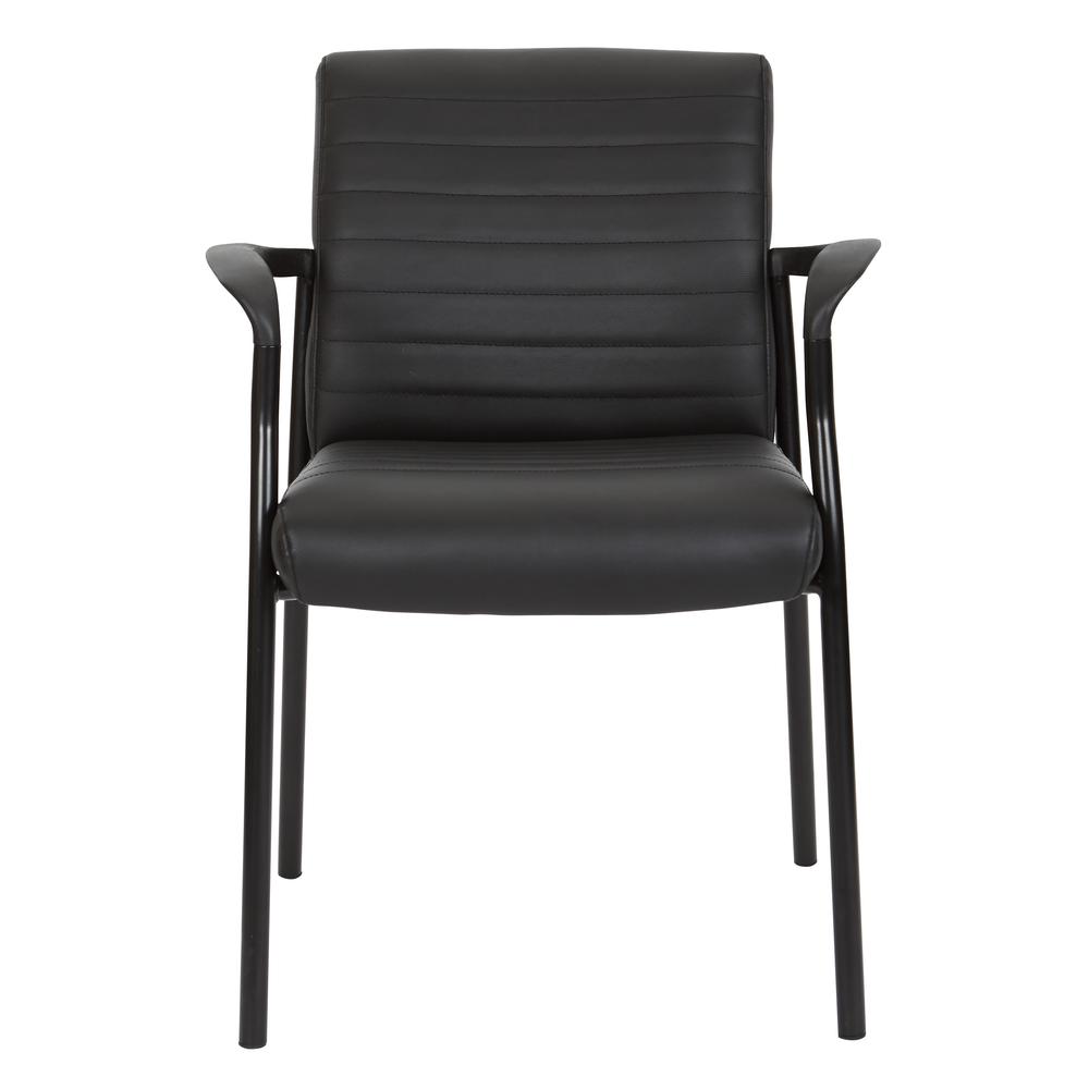 Guest Chair in Black Faux Leather with Black Frame, FL38610-U6. Picture 2