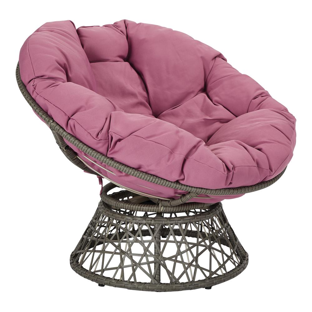 Papasan Chair with Purple cushion and Dark Grey Wicker Wrapped Frame, BF25292-512. Picture 1