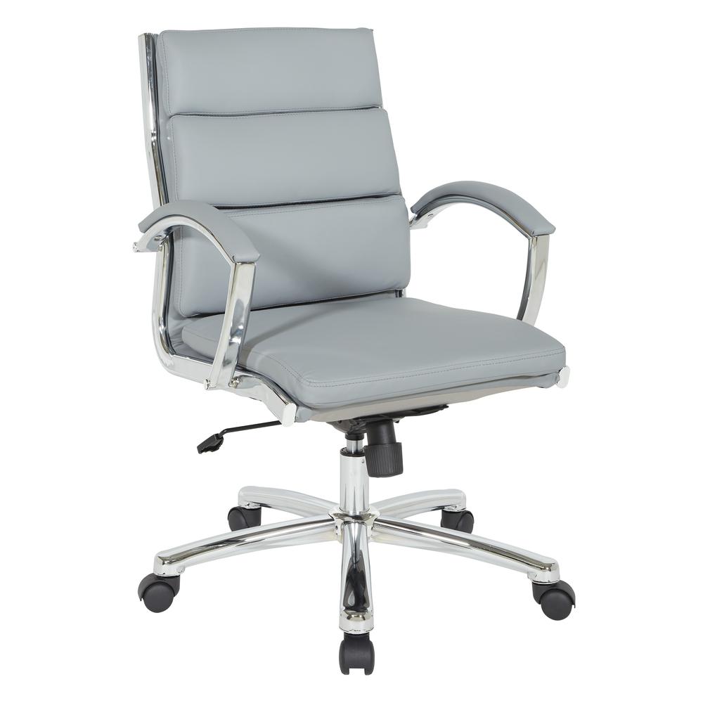 Mid Back Executive Charcoal Grey Faux Leather Chair. Picture 1