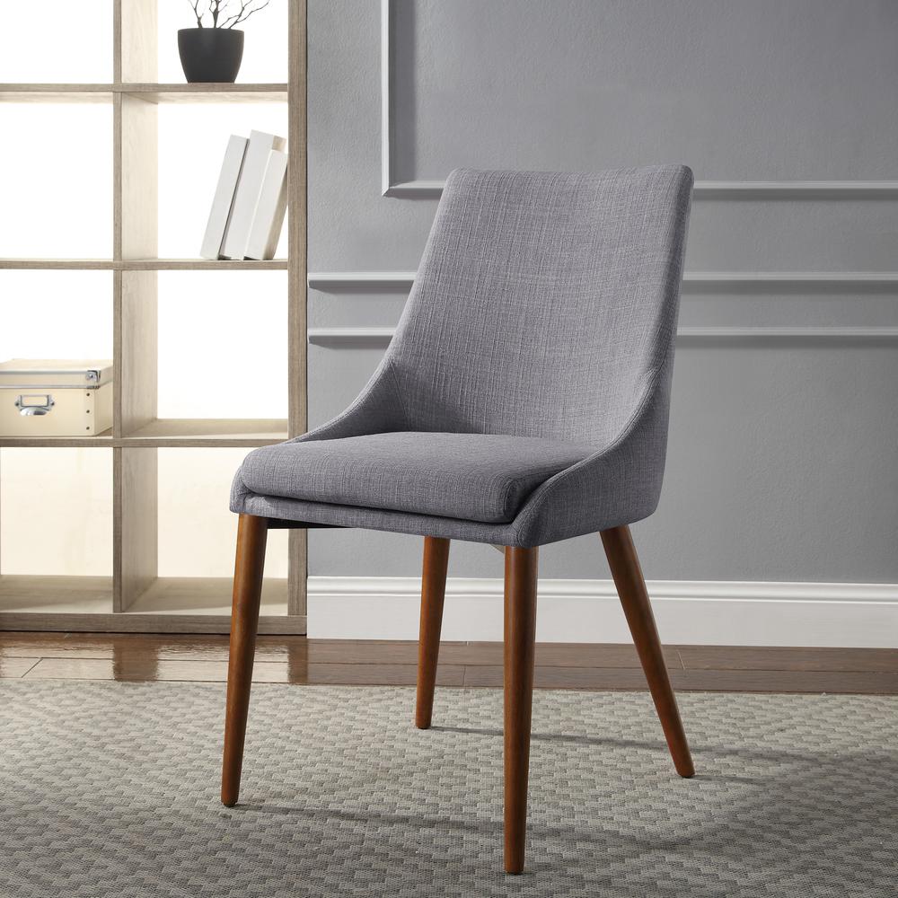 Palmer Mid-Century Modern Fabric Dining Accent Chair in Dove Fabric 2 Pack, PAM2-M55. Picture 4