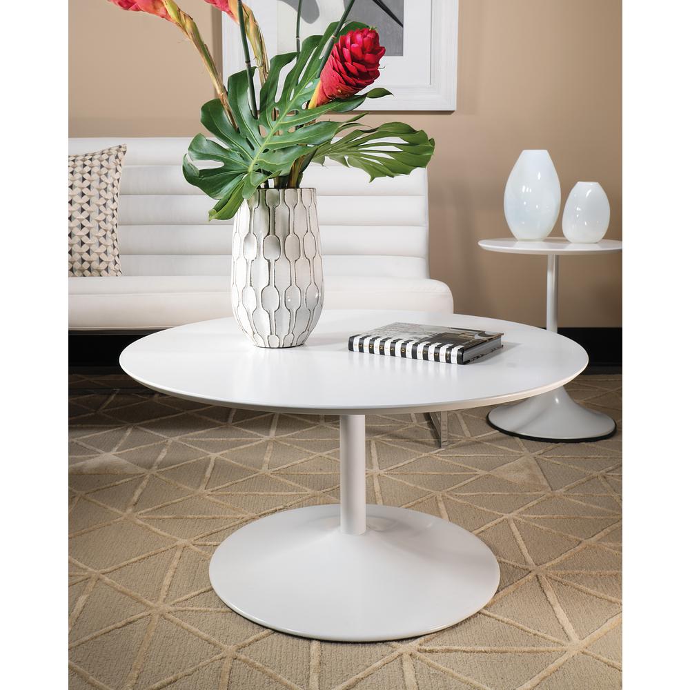 Flower Coffee Table with White Top and White Base, FLWA2140-WHT. Picture 2