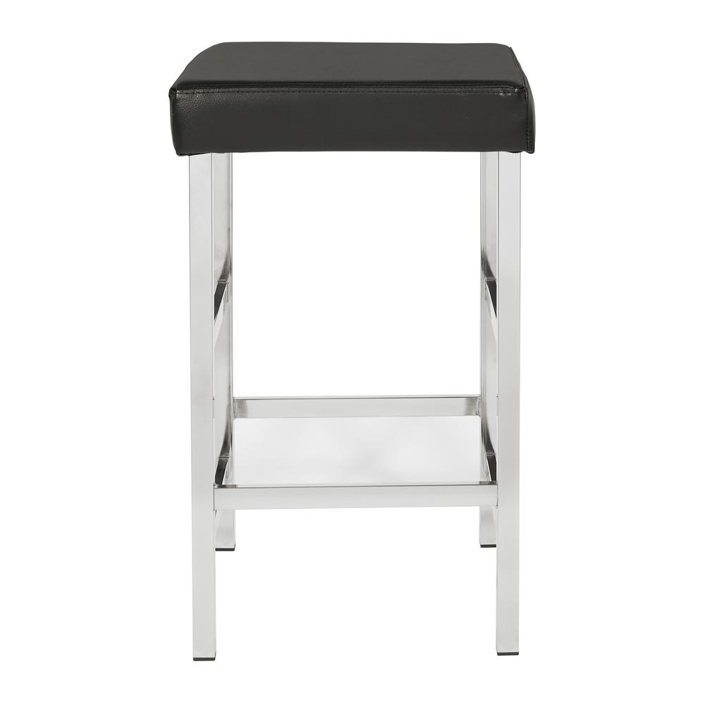 26" Backless Stool in Black Fabric with Polished Chromes Legs, MET1326C-BK. Picture 3