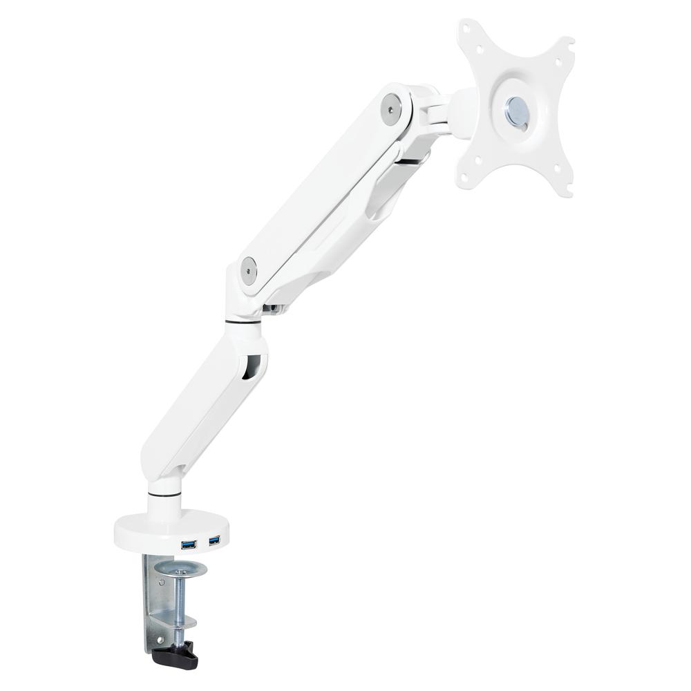 Single Monitor Arm with Dual USB 3.0 Port in White Finish, A2MAS1730-WH. Picture 1