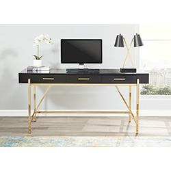 Broadway Desk with Black Gloss Finish and Gold Frame, BWY65-BLK. Picture 5