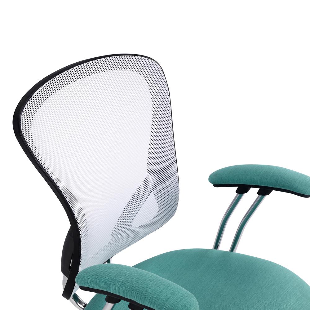 Gianna Task Chair with White Mesh Back and Linen Turquoise Seat. Picture 8