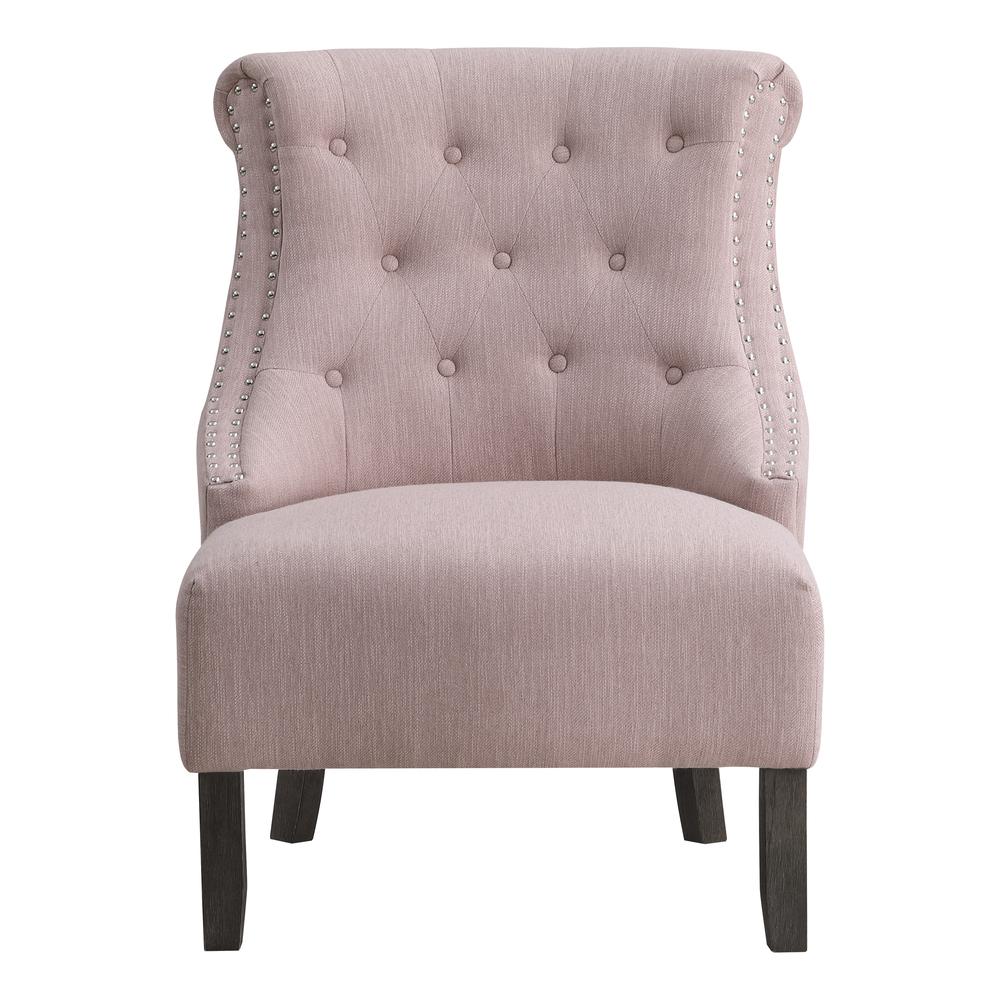 Evelyn Tufted Chair in Blush Fabric with Grey Wash Legs, SB586-B85. Picture 3