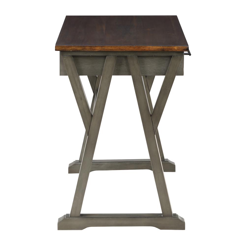 Jericho Rustic Writing Desk w/ Drawers in Slate Grey Finish. Picture 4