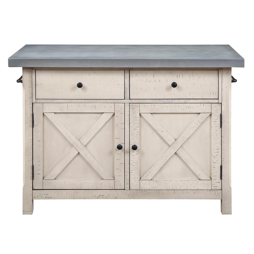 Nashville Kitchen Island with Cement Grey Top and 2 Stools, BP-4210-941. Picture 3