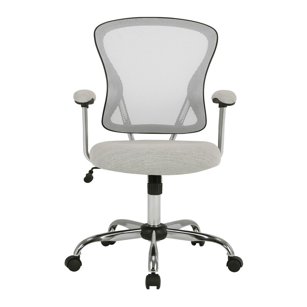 Gianna Task Chair with White Mesh Back and Linen Stone Seat. Picture 4