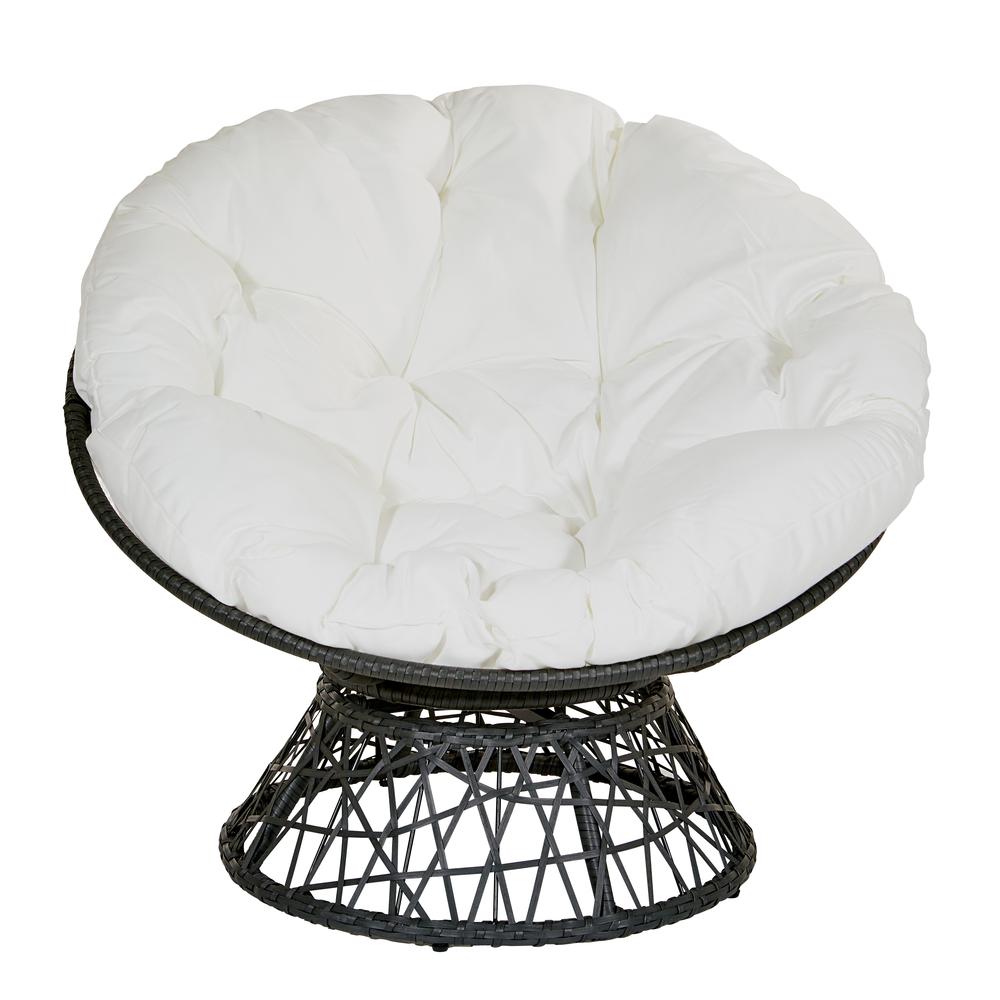 Papasan Chair with White cushion and Dark Grey Wicker Wrapped Frame, BF25292-11. Picture 3