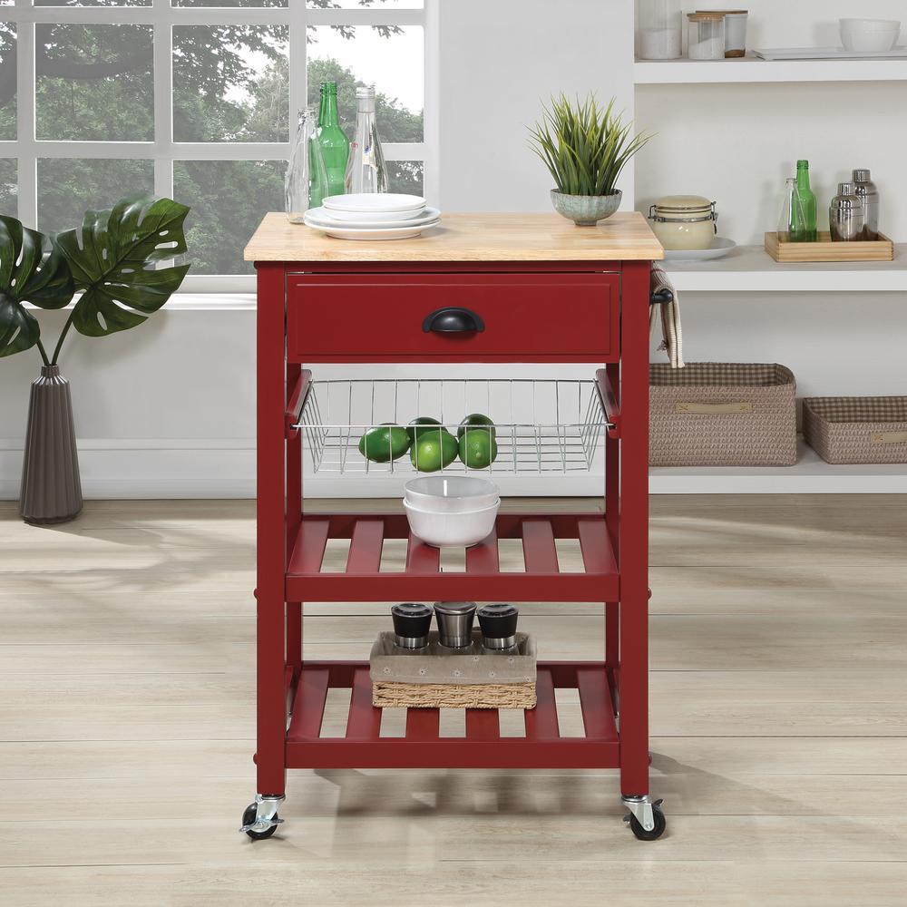 Hampton Kitchen Cart Red. Picture 8