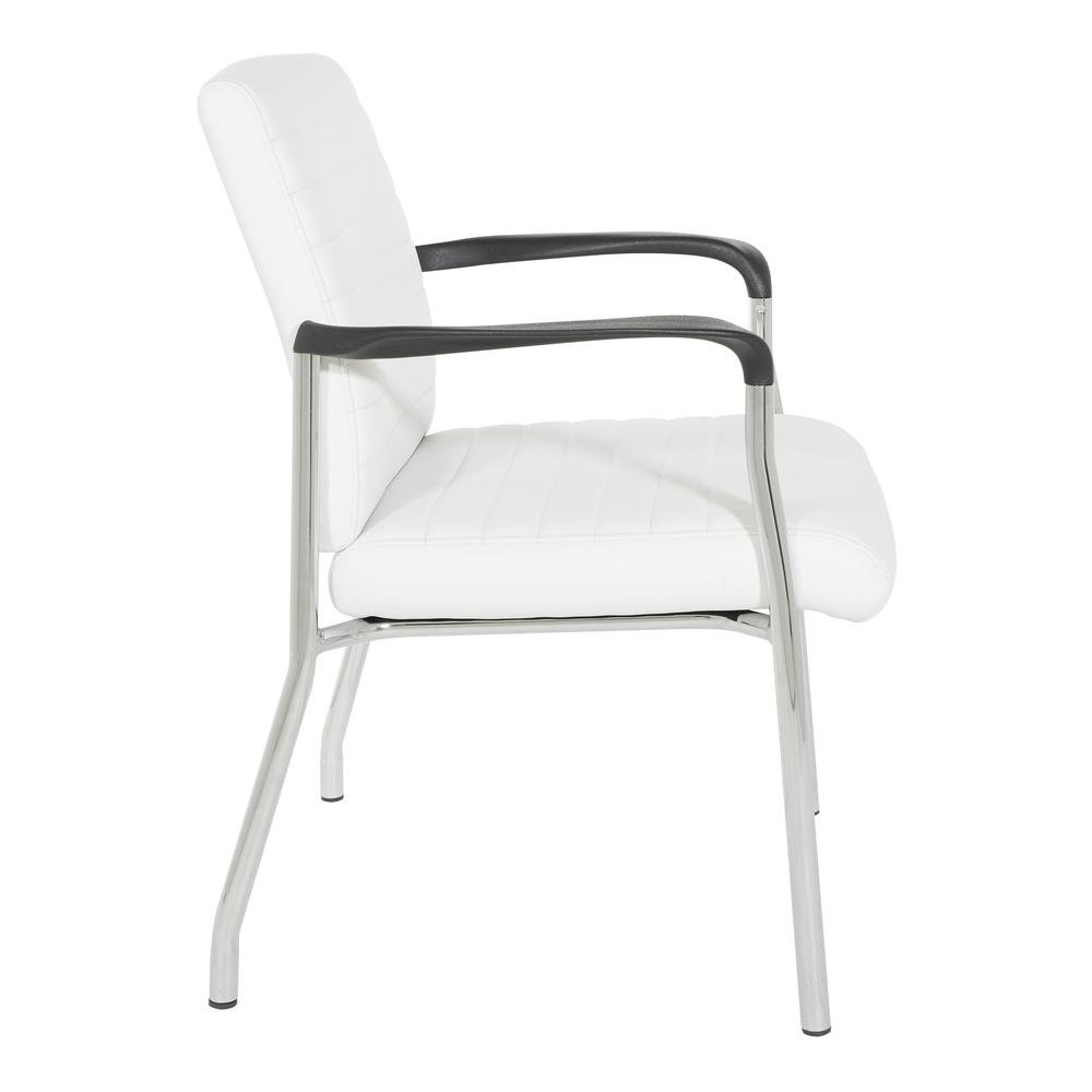 Guest Chair in White Faux Leather with Chrome Frame, FL38610C-U11. Picture 3