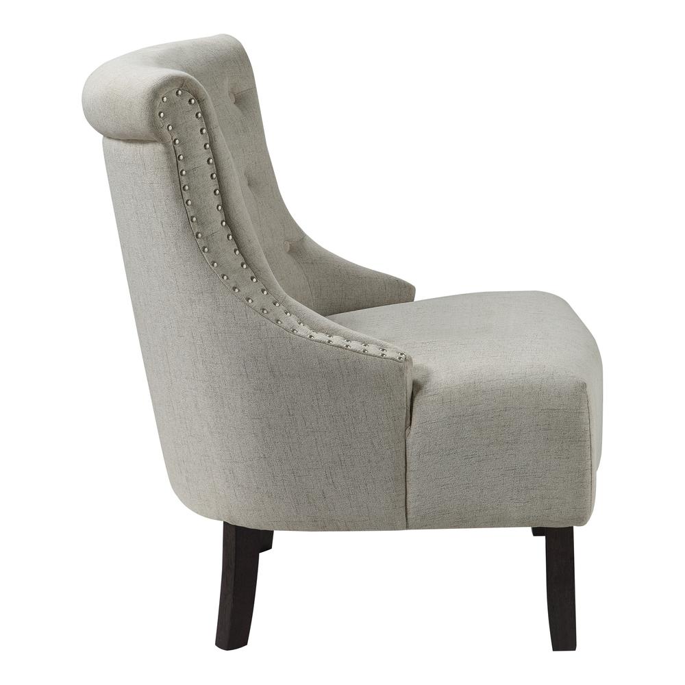 Evelyn Tufted Chair in Linen Fabric with Grey Wash Legs, SB586-L45. Picture 4