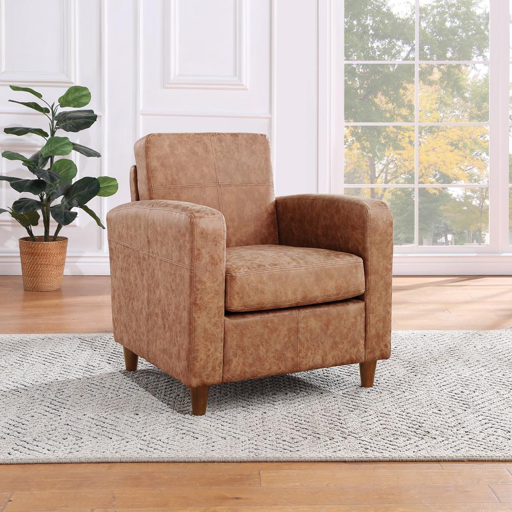 Venus Club Chair in Sand Faux Leather and Medium Espresso Legs, VNS51A-P42. Picture 5