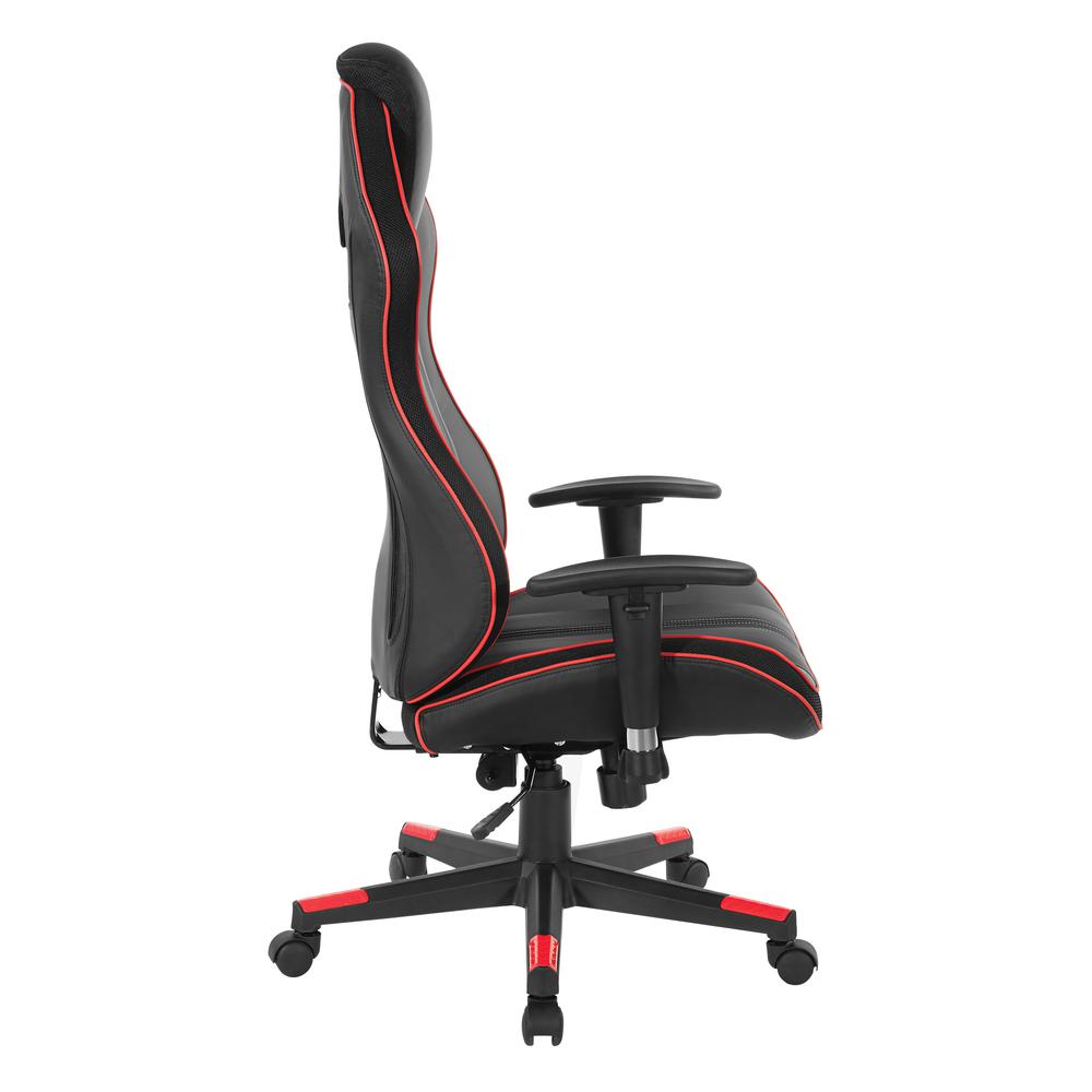 BOA II Gaming Chair in Bonded Leather with Red Accents, BOA225-RD. Picture 4