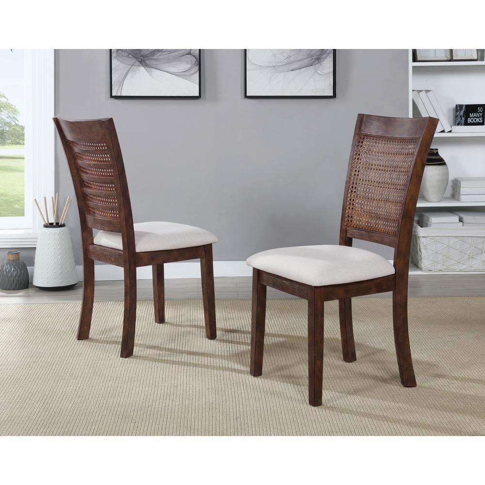Walden Cane Back Dining Chair 2pk, Linen / Burnt Brown. Picture 8