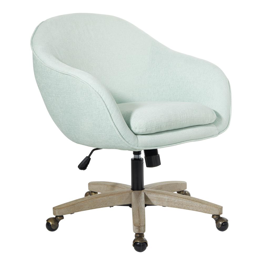 Nora Office Chair in Mint Fabric with Grey Brush Wood Base KD, NRA26-M75. Picture 1
