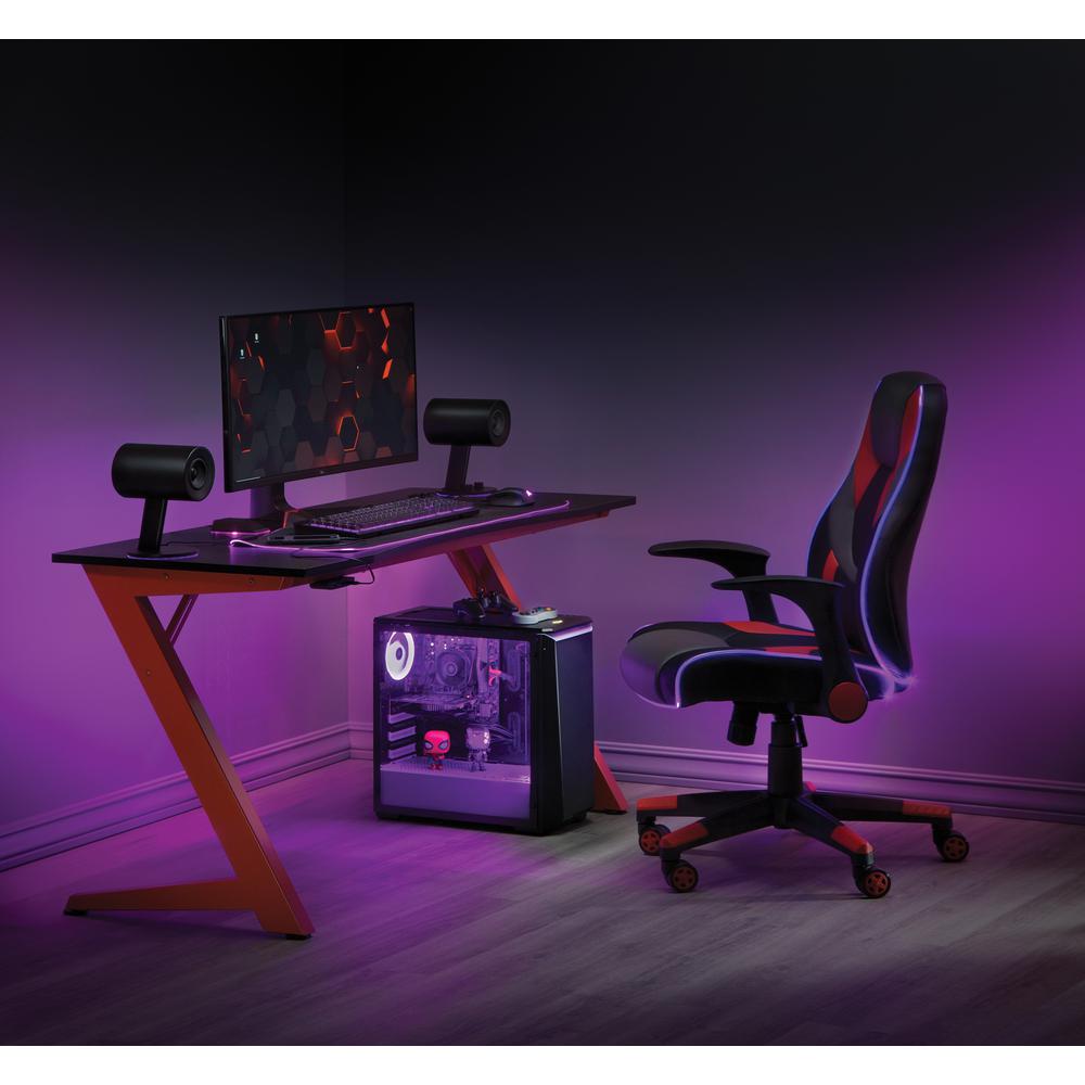 Beta Battlestation Gaming Desk with Black Carbon Top and Matt Red Legs, BET25-RD. Picture 5