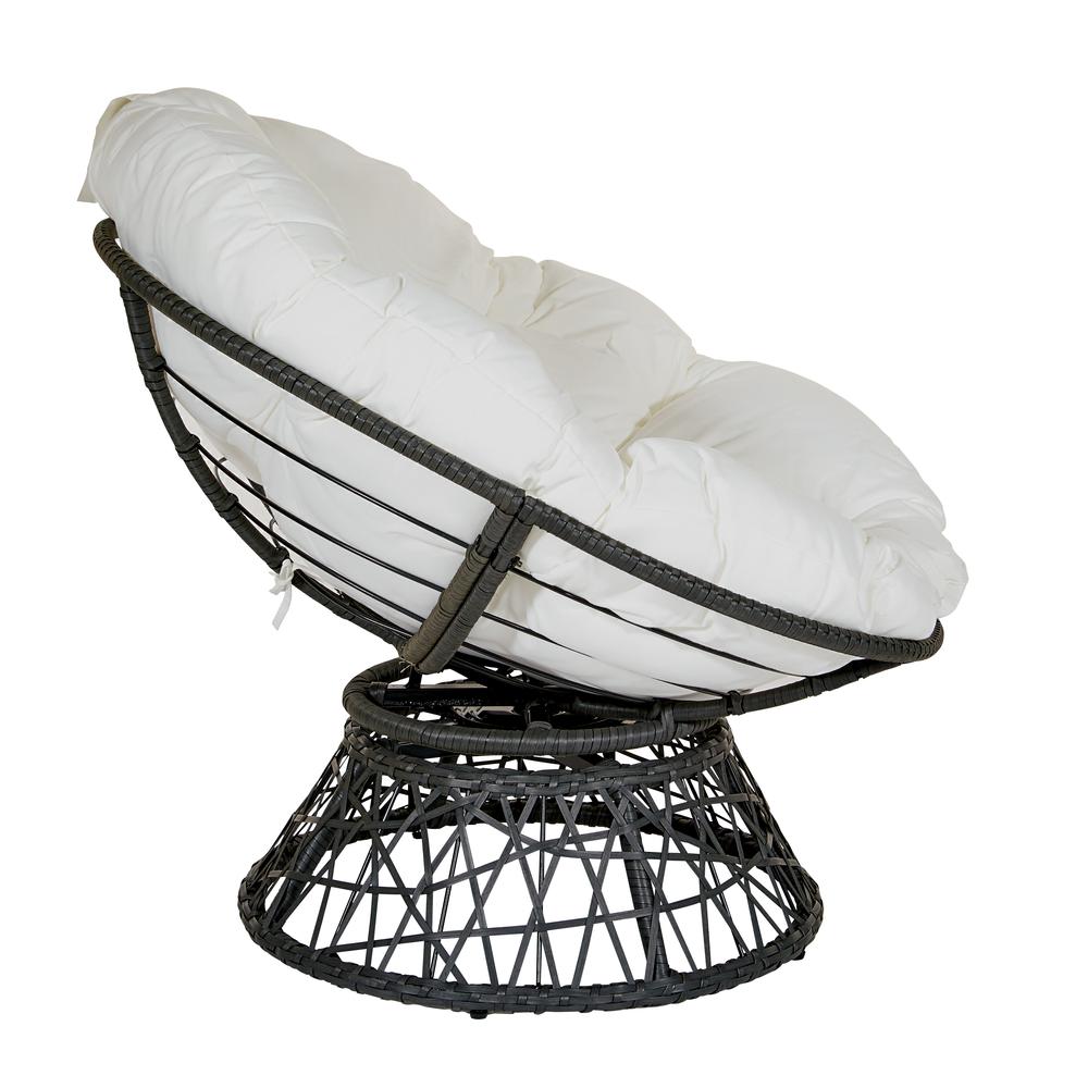 Papasan Chair with White cushion and Dark Grey Wicker Wrapped Frame, BF25292-11. Picture 4