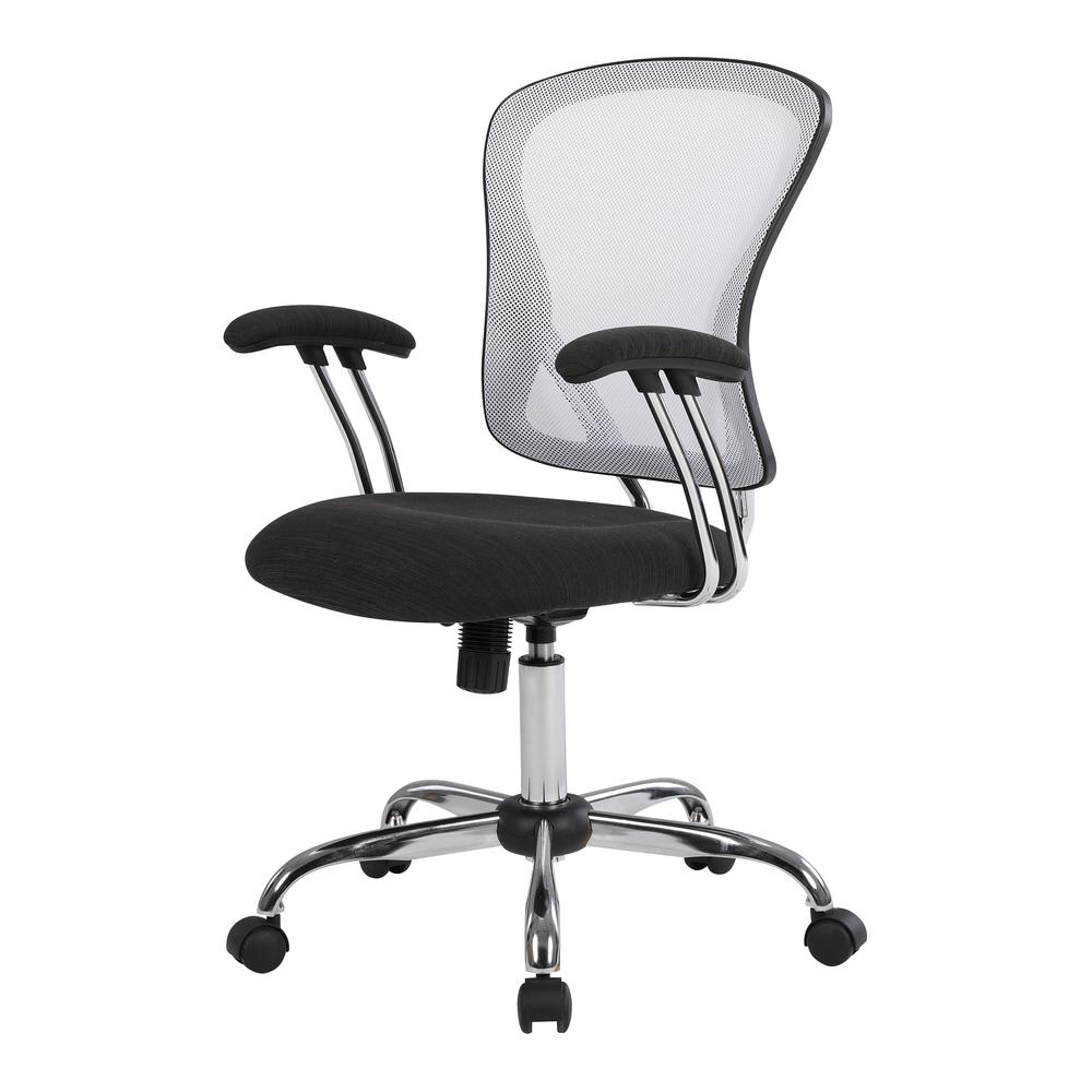 Gianna Task Chair with White Mesh Back and Linen Black Seat. Picture 2
