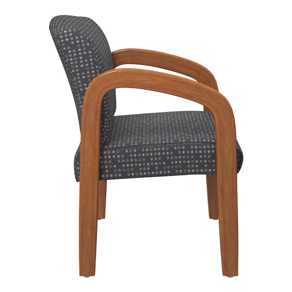 Medium Oak Finish Wood Visitor Chair in Fine Tune Ash fabric, WD380-K102. Picture 2